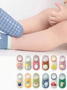 3 Pairs Cartoon Pattern Cute Baby Ankle Socks, 0-5 Years Old, Soft Breathable Comfortable, Printed Anti-Slip Sole, Suitable For Beginner Walkers