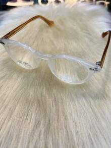 48mm Plain Black Frame Glasses, Small Frame, Retro, Round Face, Women Can Wear Myopia Glasses - trắng - Xem 3