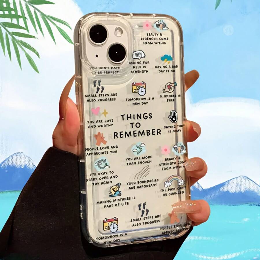 Funda resistente a golpes, fabricada en TPU, con diseño de eslogan. - Blanco - Ver 1