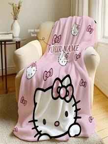 1 pezzo Coperta personalizzata Sanrio, con licenza ufficiale, coperta a tema Hello Kitty rosa, 4 opzioni di colore, personalizzabile con nome, morbida e delicata sulla pelle, lavabile, personalizzata in modo carino e unico, regalo ideale per famiglia, amici, adatta per divano, letto, sala da tè, camera da letto, soggiorno, sala da pranzo