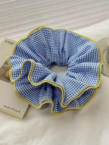 1个时尚格子绿黑相间发圈，大号，法式浪漫发髻/马尾辫发饰，适合日常佩戴，发饰/头饰