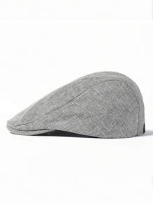 Beret, Solid Color Breathable Imitation Linen Forward Hat