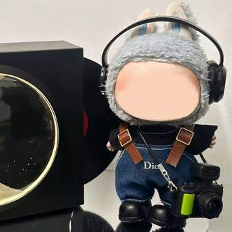 [Clothing Only] New 17cm Plush Labubu Doll Clothes, Fashionable Suspender Pants Outfit For Labubu