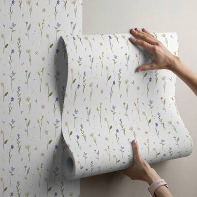 Paper and Wall Papel de Parede Adesivo Flor Infantil em Aquarela Para Quarto 10 Metros