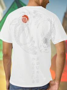 Koi Fish of Life and Ascent T Shirt Uomo Moda Streetwear Estiva Cotone Casual Regalo Creativo Stampa Originale Giovani Offerta Speciale Outfit