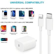 1 套 20w USB Type-C 快速高效充电器 + 3.3 英尺/100 厘米数据线，兼容 、三星、小米 - 白色 - 查看 8