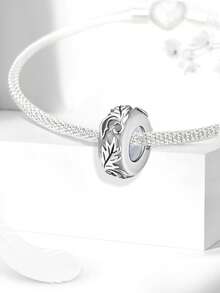 1Pc Fashionable Vines, Leaves, Spacing Beads Charms Fit For Women Bracelets Bangles DIY Jewelry Making And Daily Outfit Matching Jewelry Decoration - Silver - View 2