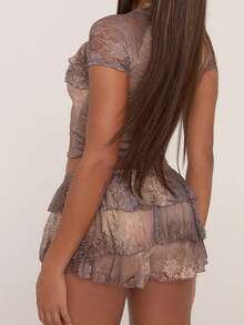 Women Lolita Bloomers Cute Ruffle Shorts Lace Pumpkin Pants .Y Boyshorts Layered Bottoms Y2k Sweet Pettipants - 棕色 - 查看 6