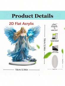 Blue Wing Jewelry/Guardian Angel Statue/Acrylic Desktop Decoration/Including Bracket Suitable For Home And Office Wedding Season Mother's Day Graduation Season Preferred - Multicolor - View 13