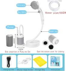 Ducha portatil electrica Exterior portatil Camping anales duchas para Perros Alta presion Recargable de Alta Capacidad 4800mAh - Gris - Ver 6