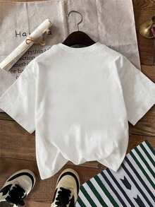 Baseball Mom Graphic Print Short Sleeve Round Neck Casual Plus Size T-Shirt, Suitable For Summer And Spring, Women - Black and White - View 2