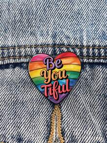 1 件 Be You Tiful 新款时尚心形指纹心形金属别针趣味复古胸针衬衫翻领教师包可爱徽章卡通别针适合爱人女朋友