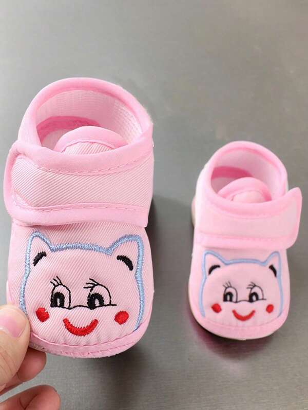 0-1 Years Old Cute Cartoon Cat Soft Comfortable Cloth Bottom Infant Toddler Shoes For Infant Boys Girls, Suitable For Daily Home Wear