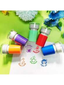 5pcs Colorful Spanish Cartoon Praise Stamp Set, Motivational Phrases, Spanish Learning Reward, Teacher & Parent Encouragement Stamps, "Great!", "You Can Do It!", Positive Affirmation