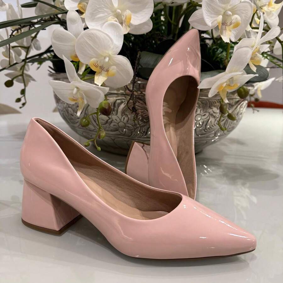 SHOW SHOW 5 CM BLOCK HEEL SCARPIN - SƠN MÓNG TAY MÀU HỒNG - Xem 1