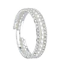 1 pièce Bracelet élégant et créatif de luxe avec faux perles et cristaux. Accessoire de bijouterie de mode pour femmes - Argent - Voir 2