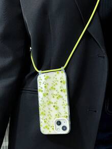 1 件绿色玫瑰花印花透明 TPU 软手机壳，带 1 条可拆卸绿色挂绳，适用于 15 Pro Max、 15 Pro、 15 Plus、 11、 12、 12 Pro Max、 13、 13 Pro Max、 14、 14 Pro Max、 14 Plus、 16、16 Pro、16 Plus、16 Pro Max - 彩色 - 查看 3