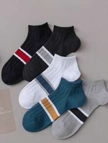 10双男士条纹休闲日常运动短袜 - 彩色 - 查看 3