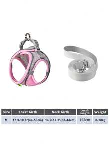 2pcs/Set Reflective Cat Dog Leash And Harness Set - Comfortable, Breathable Mesh Vest With Padded Nylon Lead For Small To Medium Breeds Pet Collars - No-Choke Design With Dual D-Ring