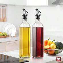 GMISUN Olive Oil Dispenser Set 4 Pack Glass Oil Bottle 17oz Cooking Soy Sauce Container Cruet With Plastic Spout Funnel And Labels Clear - Clear+17 Ounces - View 2