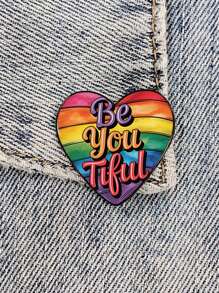 1 件 Be You Tiful 新款时尚心形指纹心形金属别针趣味复古胸针衬衫翻领教师包可爱徽章卡通别针适合爱人女朋友