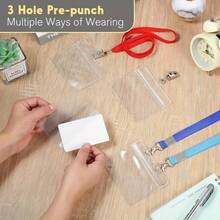 10/30/50pcs Transparent Card Protector Sleeves, Passport Card Holder, ID Badge, Work ID, Record Card Protector, Nurse ID Card Holder, Made Of PVC Material, Waterproof, Transparent PVC Horizontal Badge Holder With Resealable Quick Buckle Closure, High Transparency, RoHS And REACH Compliant, Suitable For Office And Events, Badge Holder, Clear Visible Clip, Waterproof Badge Clip,For School Supplies,Back To School - Multicolor - View 9