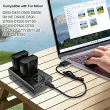 EDEKOY EN-EL15 EN-EL15a Battery ( MH-25, MH-25a Charger) For Nikon D500, D600, D610, D750, D800, D800E, D810, D810A, D850, D7000, D7100, D7200, Z5, Z6, Z7, Z 6II, Z 7II, Z8 Cameras - Black USB-typeC - View 5