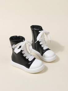 1 Pair Children's Boots, New Korean Style Autumn/Winter Short Boots, Waterproof Mid-Calf, Girls Baby Leather Boots, Fashion Shoes