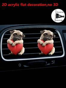 1/2/4 件可爱腊肠犬汽车出风口香氛夹装饰，2D 亚克力扁平小狗装饰（含香氛垫）