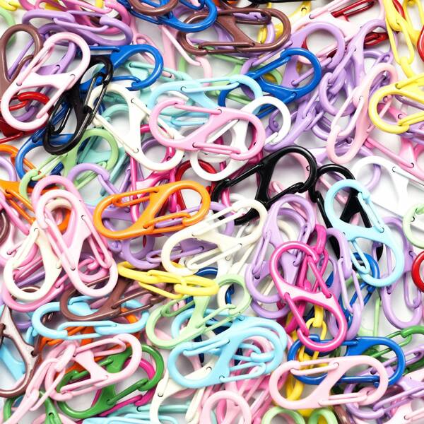 5 mosquetões coloridos em forma de S de liga de zinco esmaltada, acessórios de joalheria faça você mesmo, chaveiro com fivela em formato de 8, fecho de mola de cabeça dupla em forma de S