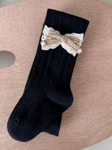 1pc Cute Bow Mesh Tights For Baby Girls & Toddler Girls, Casual Soft Breathable Comfortable