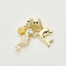 1PC Copper Plated 18K Gold Multi Accessory DIY Bead Pendant With Themes Of Global Travel And Marine Life, Used To Make Women's Jewelry Necklaces And Bracelets, Suitable For Daily Wear