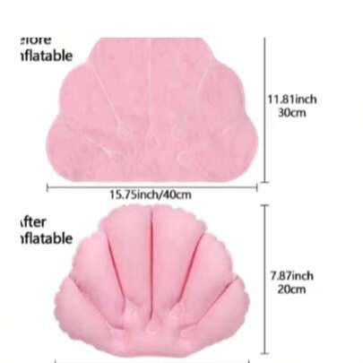 Soft Spa Neck Bath Pillow With Suction Cups Inflatable Terry Cloth Fan-Shaped Neck Support Pillow Bathtub Cushion