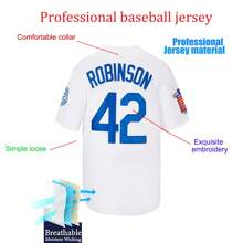 ST John's Shamrocks Camiseta de béisbol para hombres talla 42 Robinson, estilo retro casual de manga corta con botones, de tela elástica blanca - bordado delicado, estilo deportivo retro, elegante, casual, holgada con hebilla frontal, adecuada para béisbol y actividades casuales