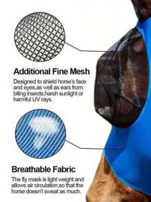 1pc Anti-Mosquito Horse Head Mask, Breathable Horse Face Mask With Various Prints, Horse Riding Supplies To Protect Eyes And Ears