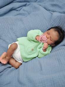 45 CM Asleep Reborn Baby Doll Toy For Girl Cloth Body Vinyl Limbs Lifelike Black Brown Skin Smile Babies Doll Kid Birthday Gift Collectable Humanoid Toys