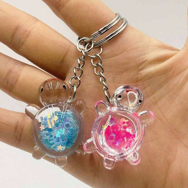 1pc Cartoon Luminous Turtle Keychain, Acrylic 3D Colorful Turtle Keyring, Trending Bag Charm, Gift For Back To School, Halloween, Christmas, Party