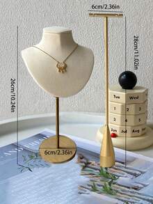 1/2 chiếc giá trưng bày trang sức hình chữ T bằng kim loại kiểu cổ điển, thích hợp để trưng bày nhẫn, bông tai, làm giá đựng trang sức, lý tưởng làm quà tặng đám cưới và ngày Valentine. Chống nắng, thoáng mát khi đi du lịch. - Vàng - Xem 19