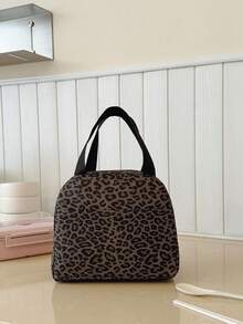 Portable Lunch Bag, Thermal Lunch Box, Bento Bag, Dinner Insulated Bag, Thickened Cute Lunch Fruit Bag For Students, Pink Leopard Print & Floral Lunch Bag, Women Insulated Cooler Bag, Autumn/Winter Fashion Leopard Print Women Wallet - Multicolor - View 7