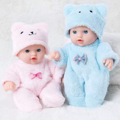 Cute Baby Doll, 20cm/7.87-Inch Doll With Clothing And Hat, Suitable For Party Games, The Best Holiday Gift For Children, Christmas And Halloween Gifts