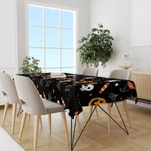 1 Stück Halloween Tischdecke - Kürbis Geist Schädel, farbenfrohe Mustergestaltung, geeignet für Küchendekoration, Partygeschenke und Raumdekoration, hervorragend für Zuhause oder Veranstaltungen, Esszimmertischdekoration