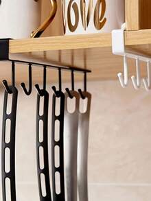 6-Hook Iron Cup Rack, Suitable For Cabinets, Cans, Shovel Racks, And Non-Drilling Storage. Multifunctional 6-Hook Kitchen And Dining Room Storage Rack - Can Hold Cups, Mugs And Utensils - Multicolor - View 3