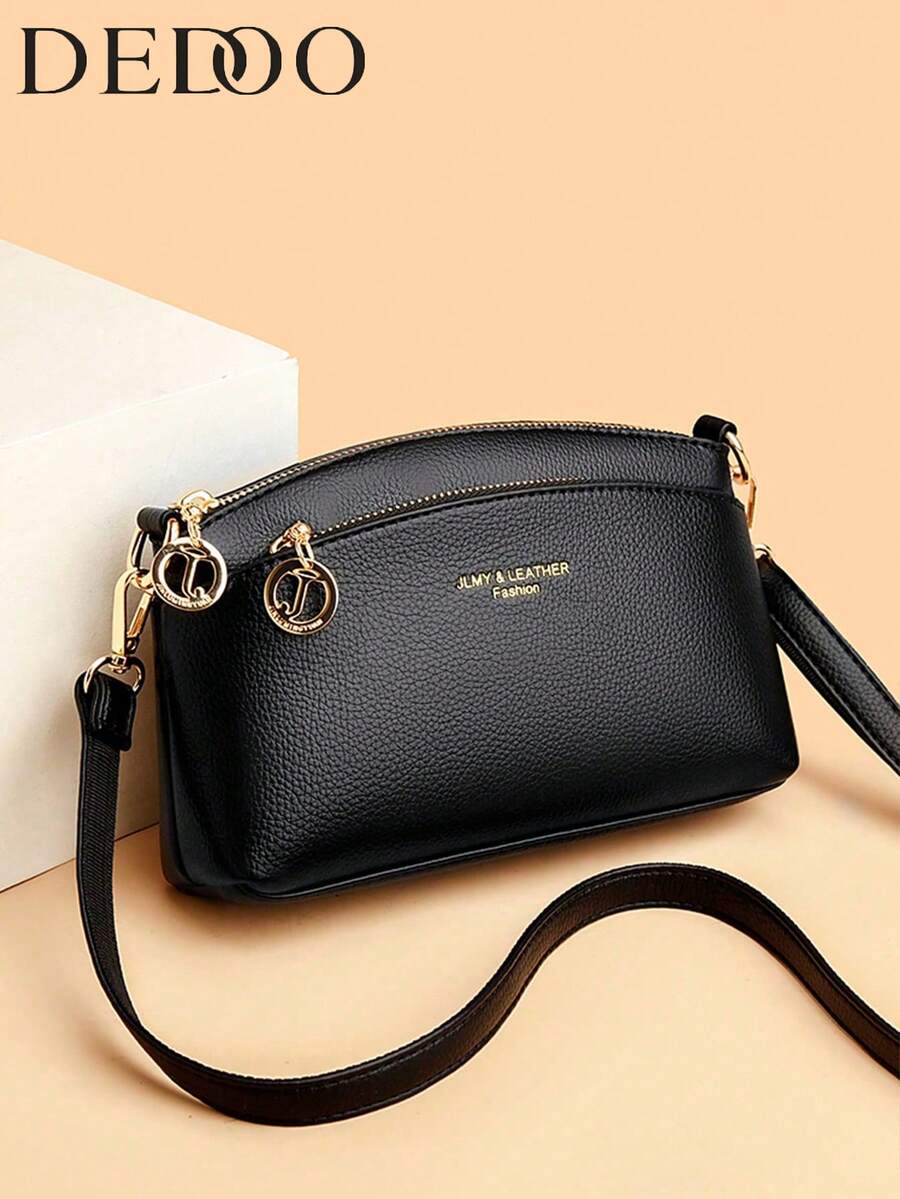 Dedoo 复古荔枝压纹斜挎包，复古PU皮革单肩包，女士多功能手提包/钱包