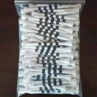 1 Set Of 40/60/80/20pcs Premium Bamboo Golf Tees - 2.74 Inch Flexible White With Black Stripes - Suitable For Practice And Tournament Course Use, Golf Accessories Tees - 1 Set