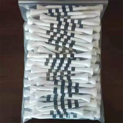 1 Set Of 40/60/80/20pcs Premium Bamboo Golf Tees - 2.74 Inch Flexible White With Black Stripes - Suitable For Practice And Tournament Course Use, Golf Accessories Tees - 1 Set