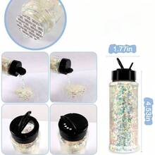 Glow In The Dark Glitter, 3.3oz/ 95g White Luminous Chunky Glitter Mix Fine Powder Flakes Fluoresnt Nail Sequins For Epoxy Resin, Tumblers, Halloween Party, Festival Decor - A-天藍色 + A-混合光澤 - 查看 4
