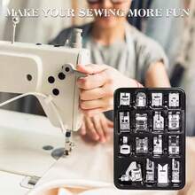 16pcs Sewing Machine Presser Foot Set, Compatible With Brother, Janome/Juki/Babylock And Other Sewing Machine Brands - Silver - View 3