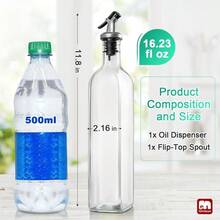 GMISUN Olive Oil Dispenser Set 4 Pack Glass Oil Bottle 17oz Cooking Soy Sauce Container Cruet With Plastic Spout Funnel And Labels Clear - Clear+17 Ounces - View 3