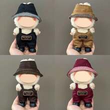 [Clothes Only] 1st/2nd/3rd Generation 17cm Labobo Doll Outfit - Casual Cool Logo Overalls, Bucket Hat Set For Labubu - Multicolor - View 1