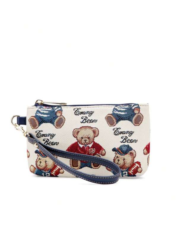 ELAINE BEAR Cute Bear Jacquard Woven Women's Clutch Bag Fashion Cute Fun Zipper Phone Coin Purse Wallet Mini Wallet Purse Wallet Travel Wallet Coin Wallet